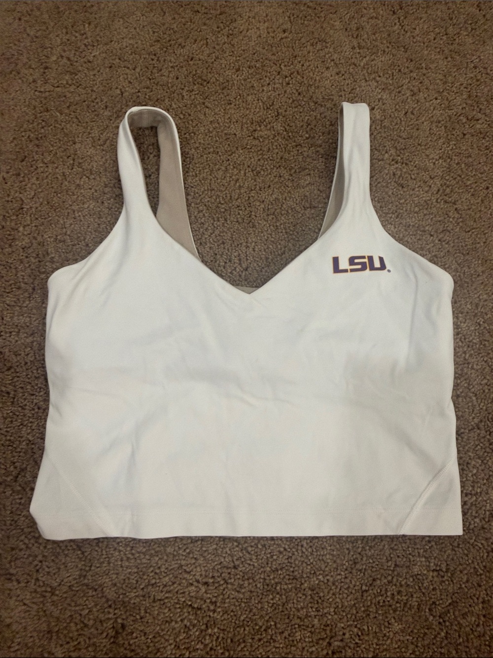 lululemon athletica White LSU Logo Crop Sports Bra
